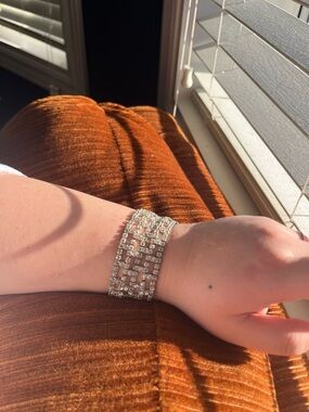 White Rhinestones Adjustable Bracelets (set of 2)